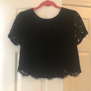 Black lace crop top